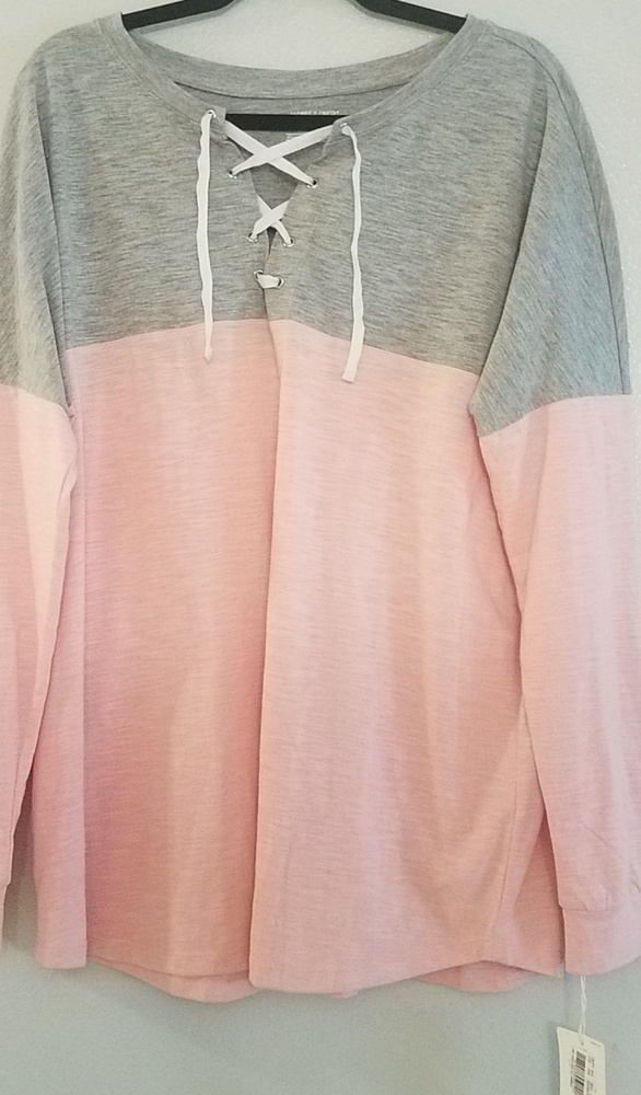 NWT pink & grey color blocked shirt